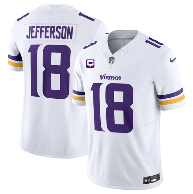 Men's Minnesota Vikings #18 Justin Jefferson White 2023 F.U.S.E. With 1-Star C Patch Vapor Untouchable Limited Football Stitched Jersey